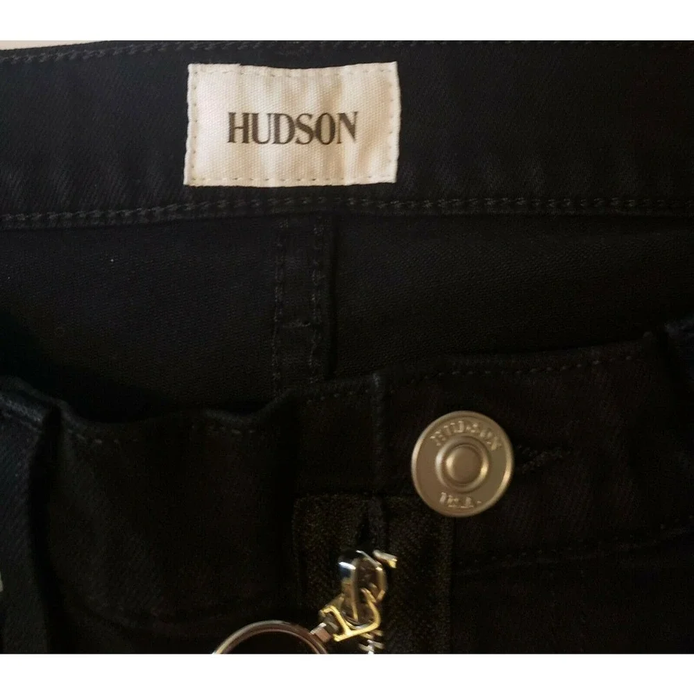 Hudson Riley Crop Relaxed Straight Jeans Sz 24 Exposed Zipper Black NEW - Picture 4 of 7